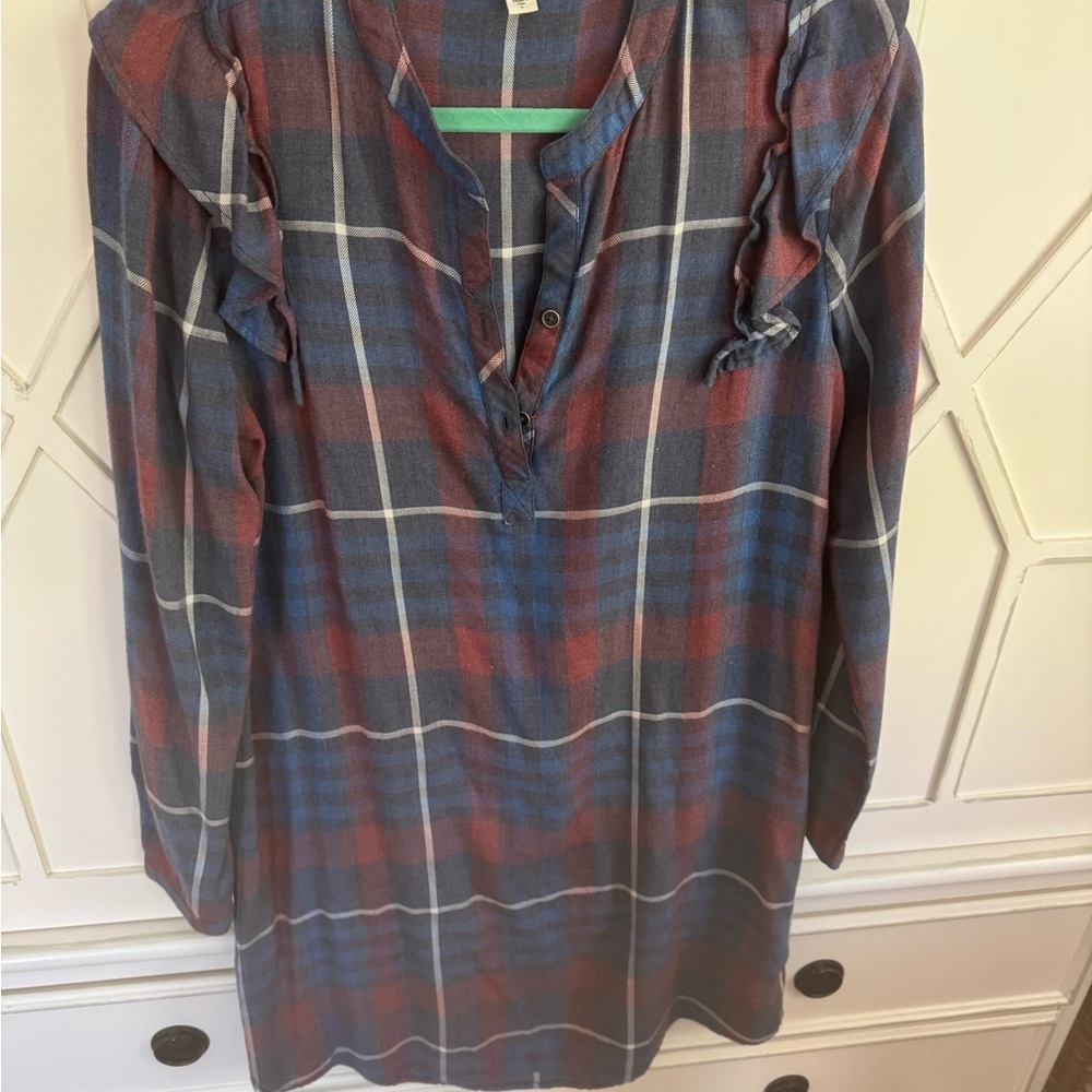 Cloth & Stone Plaid Long Sleeve Tunic Top